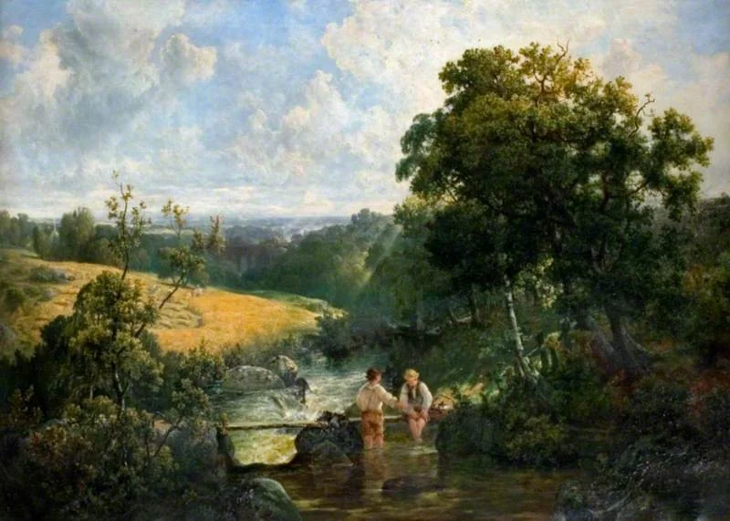 A Devon Footbridge, by John Wright Oakes, oil, 1872