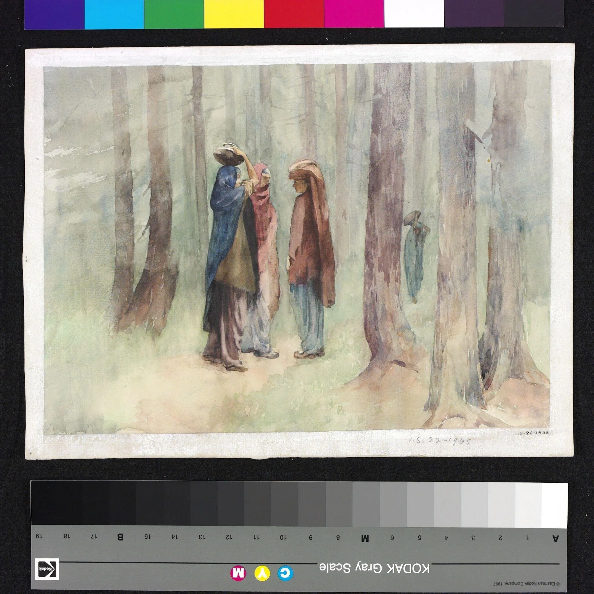 Gujar women in the Pir Panjal forest, Kashmir, by Helen R. Pirie, paint
