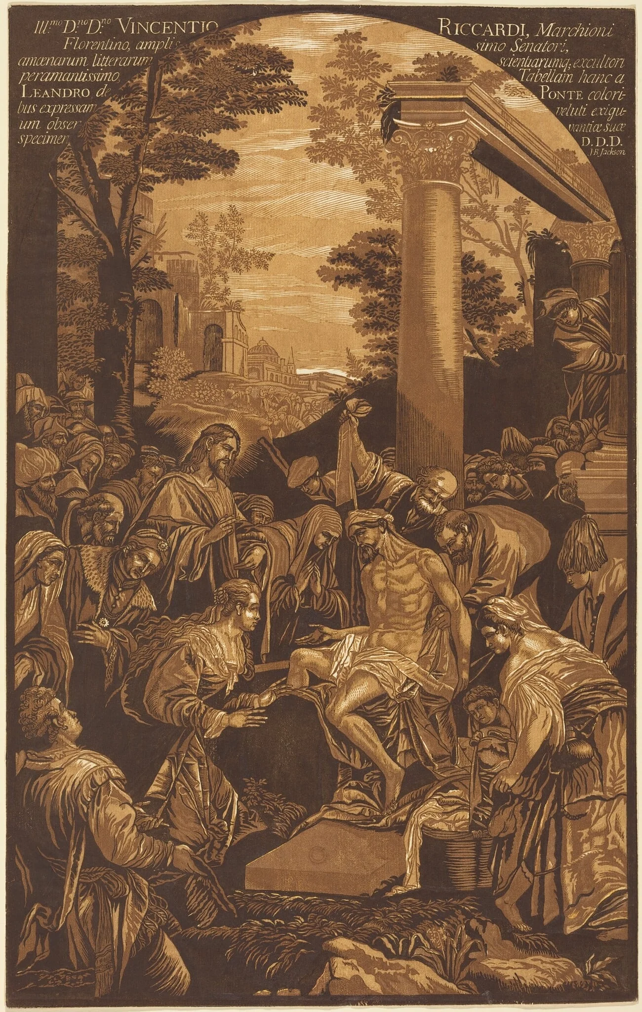 The Raising of Lazarus, by John Baptist Jackson, ink, 1742