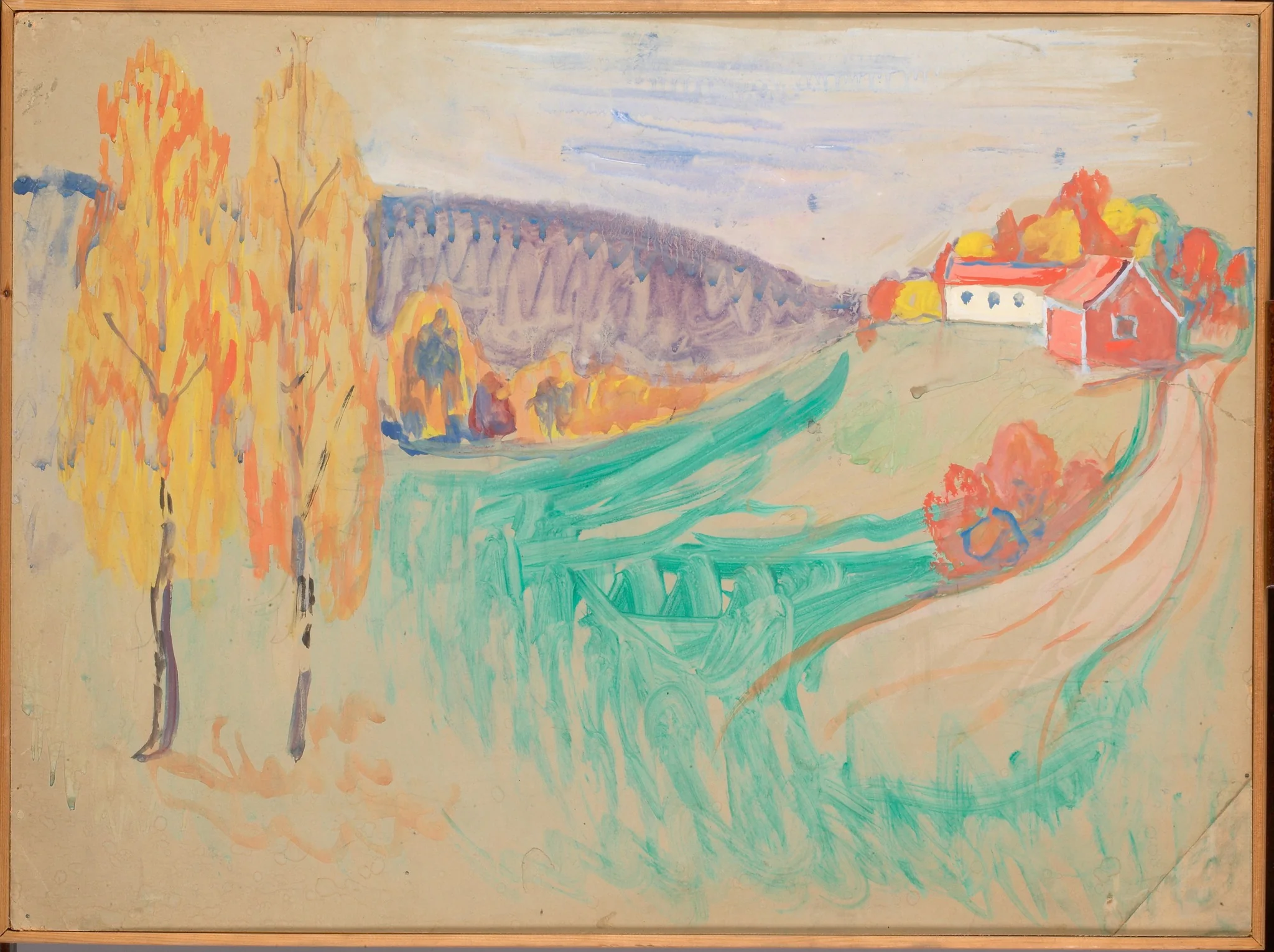 Autumn Landscape, by Edvard Munch, gouache, 1940