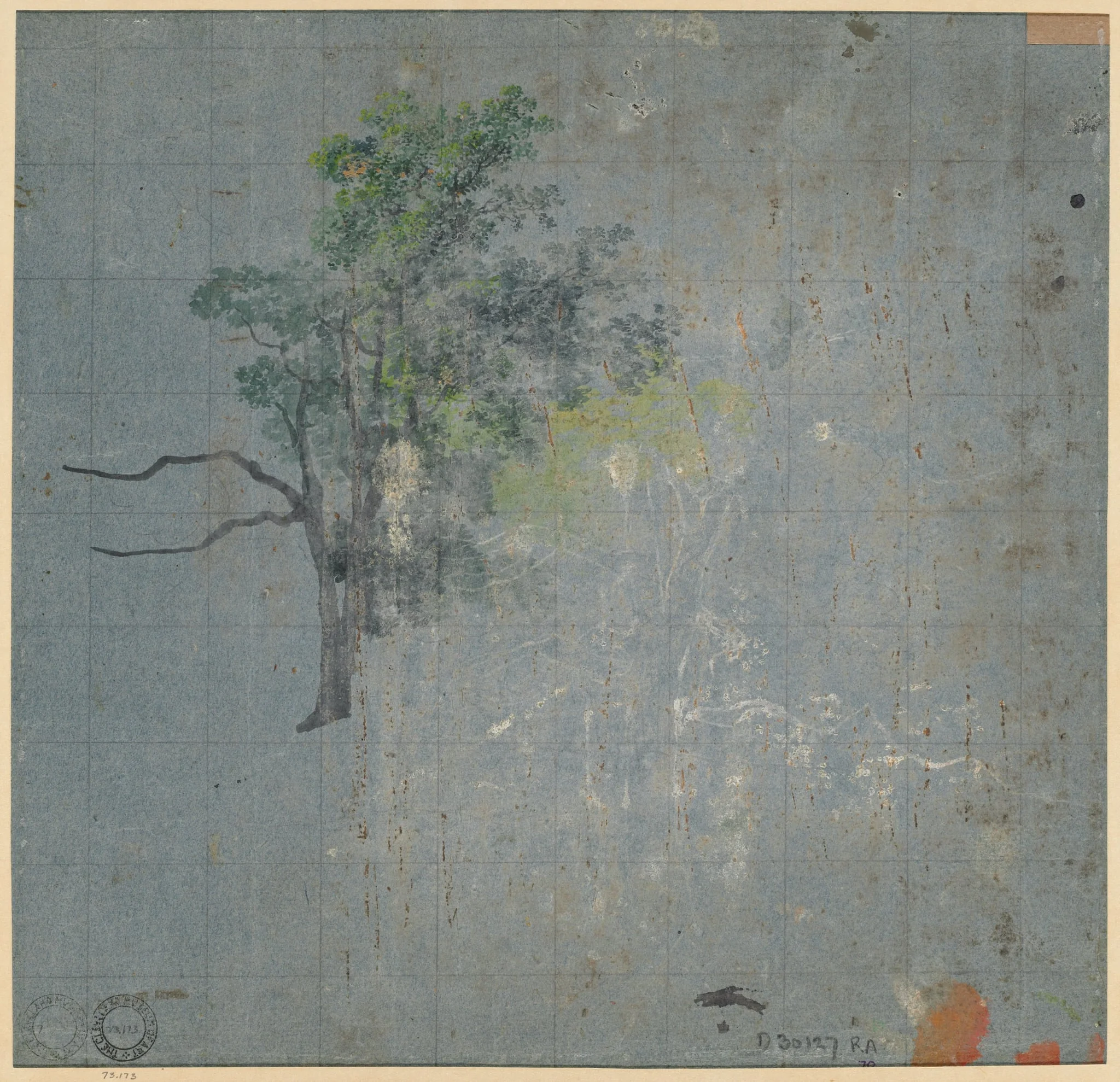 Tree Studies (verso), by Johann Jacob Dorner, 1814