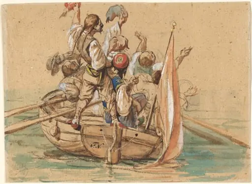 Greek Sailors on a Venetian Canal