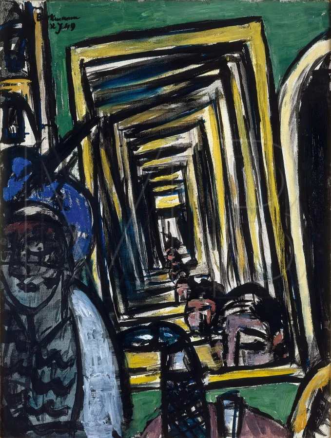 Café-Interieur with Mirror-Play, by Max Beckmann, oil, 1949