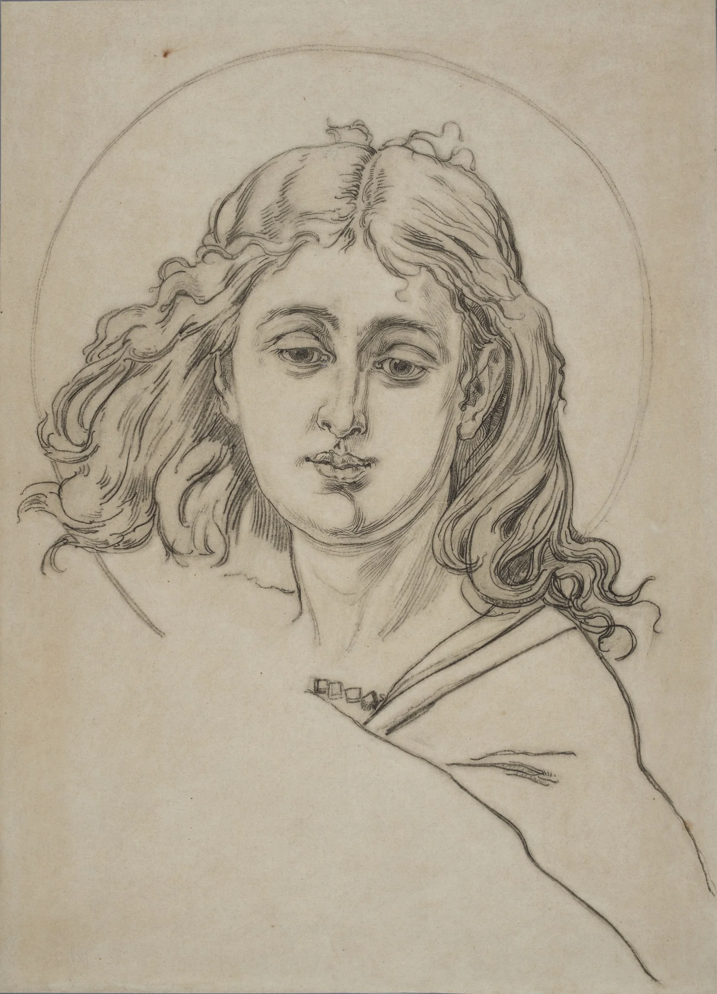 Carton for the polychrome from St Mary's Church - bust of an angel, by Jan Matejko, unspecified, 1895