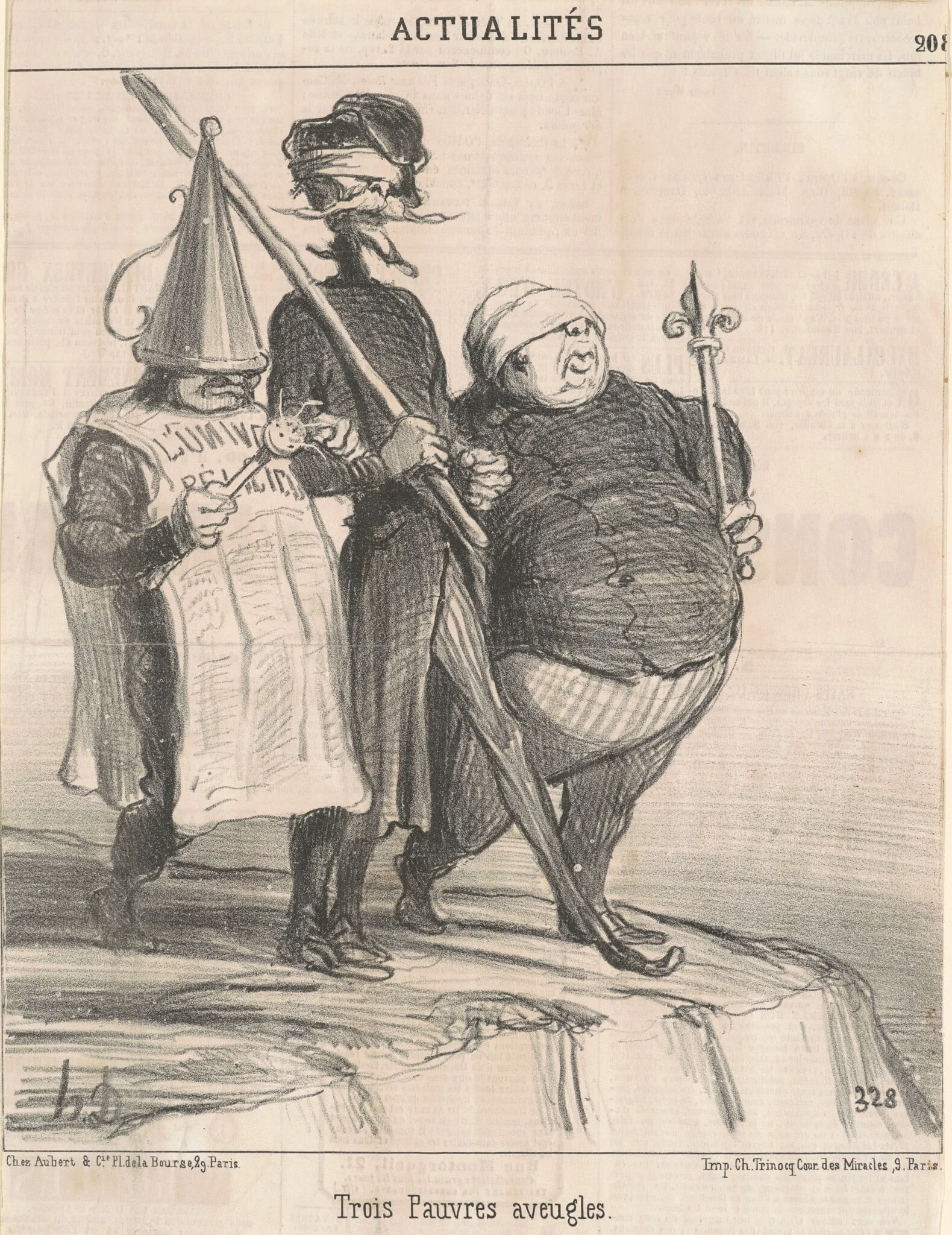 Trois Pauvres aveugles, by Honoré Daumier, ink, 1851