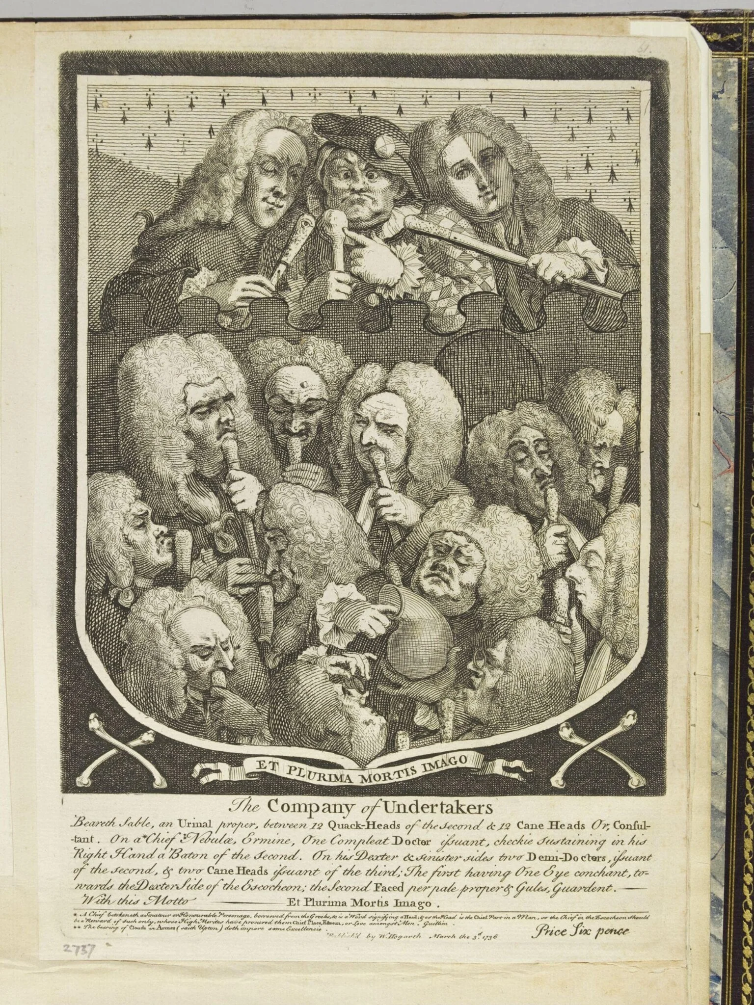 Arms of the Undertakers' Company, by William Hogarth, 1750