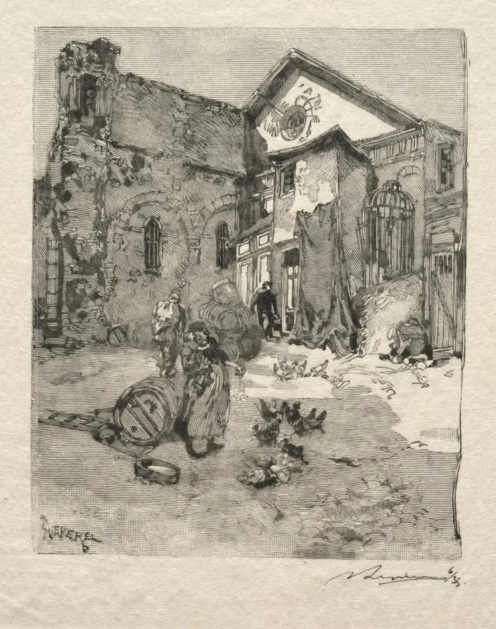 St. Julien le Pauvre:  Le Portail, by Auguste Lepère, 1894