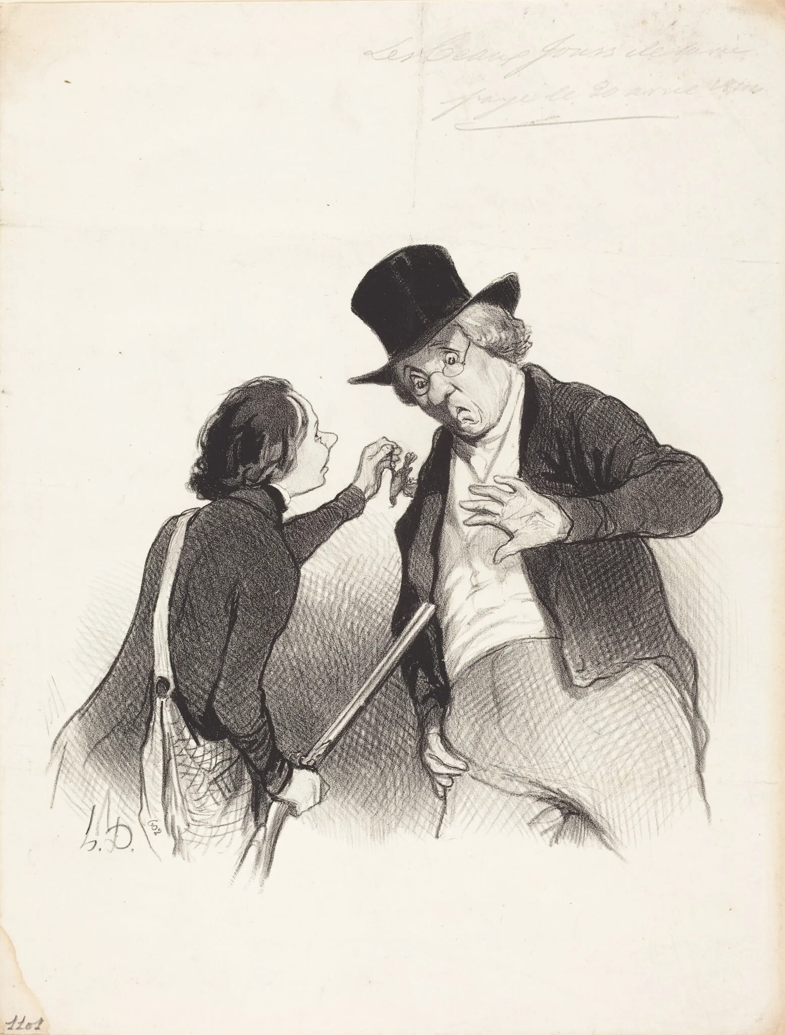 Un Début a la chasse, by Honoré Daumier, ink, 1844