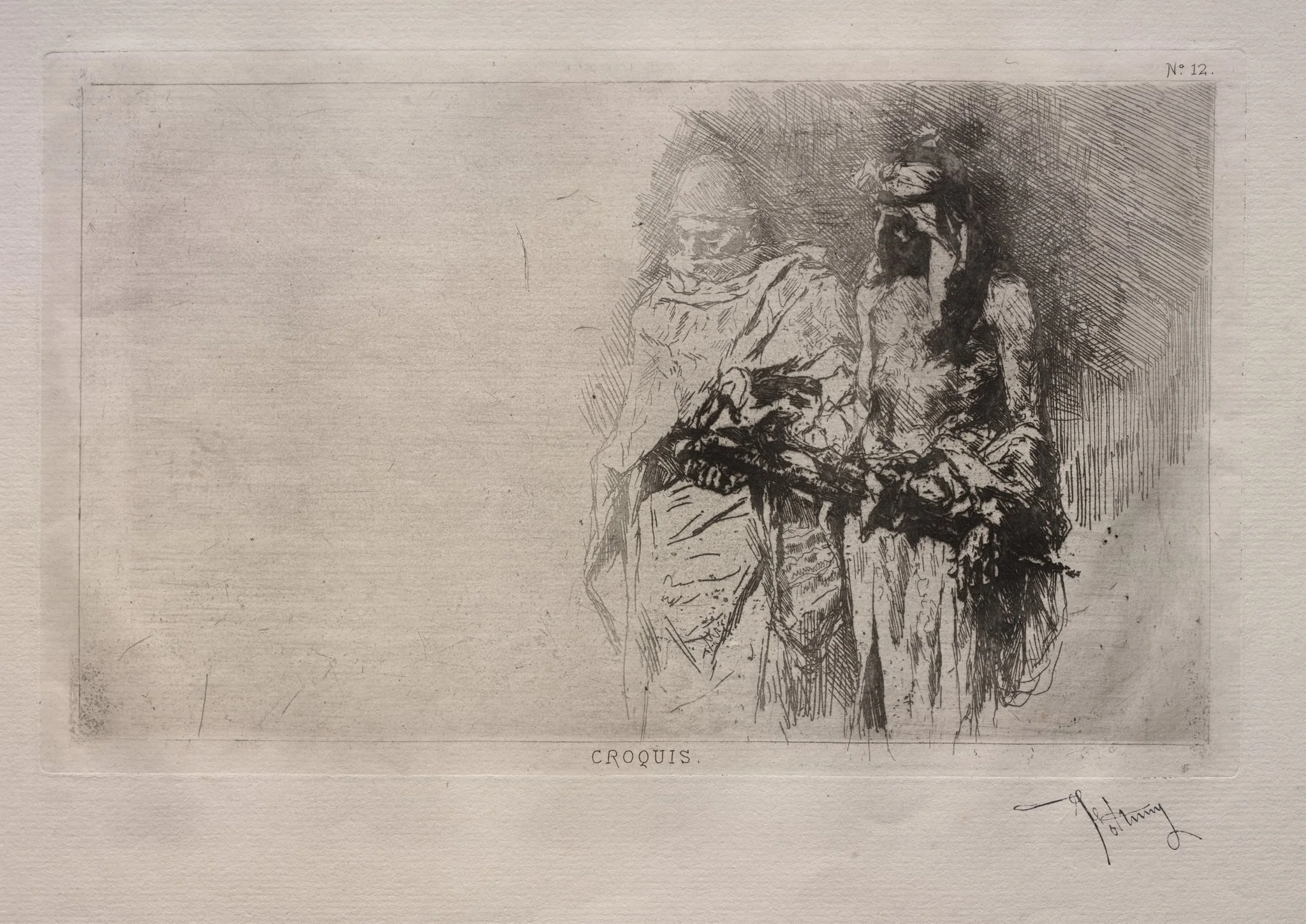 Sketch (Two Arabian Figures), by Mariano Fortuny Marsal, 1865