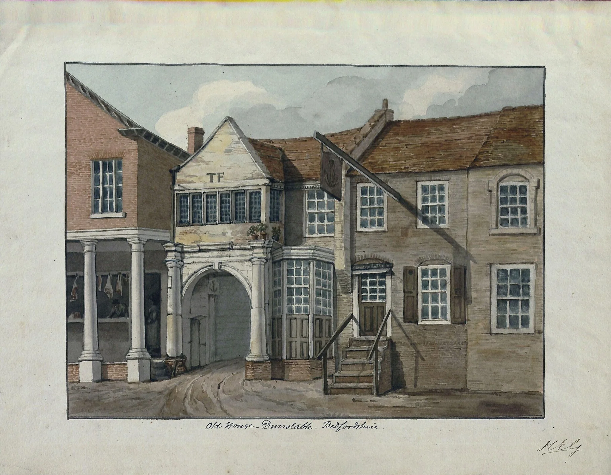Old House, Dunstable, Bedfordshire, by Thomas Fisher, watercolor, 1812