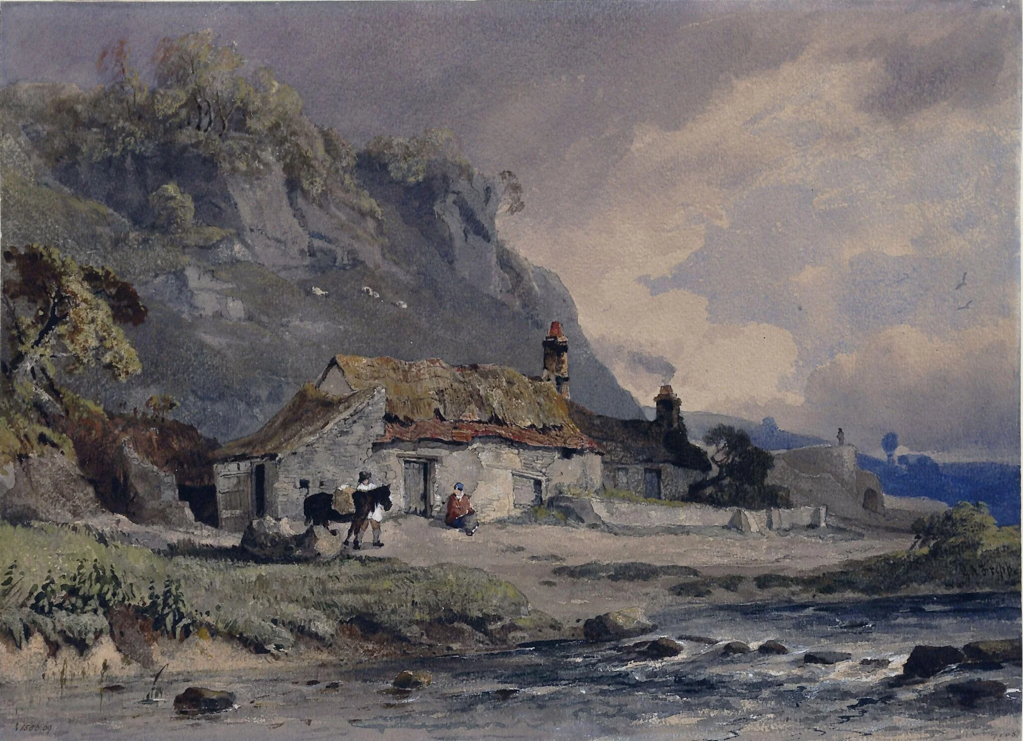 Landscape in North Wales, by Fripp, watercolor, 1850