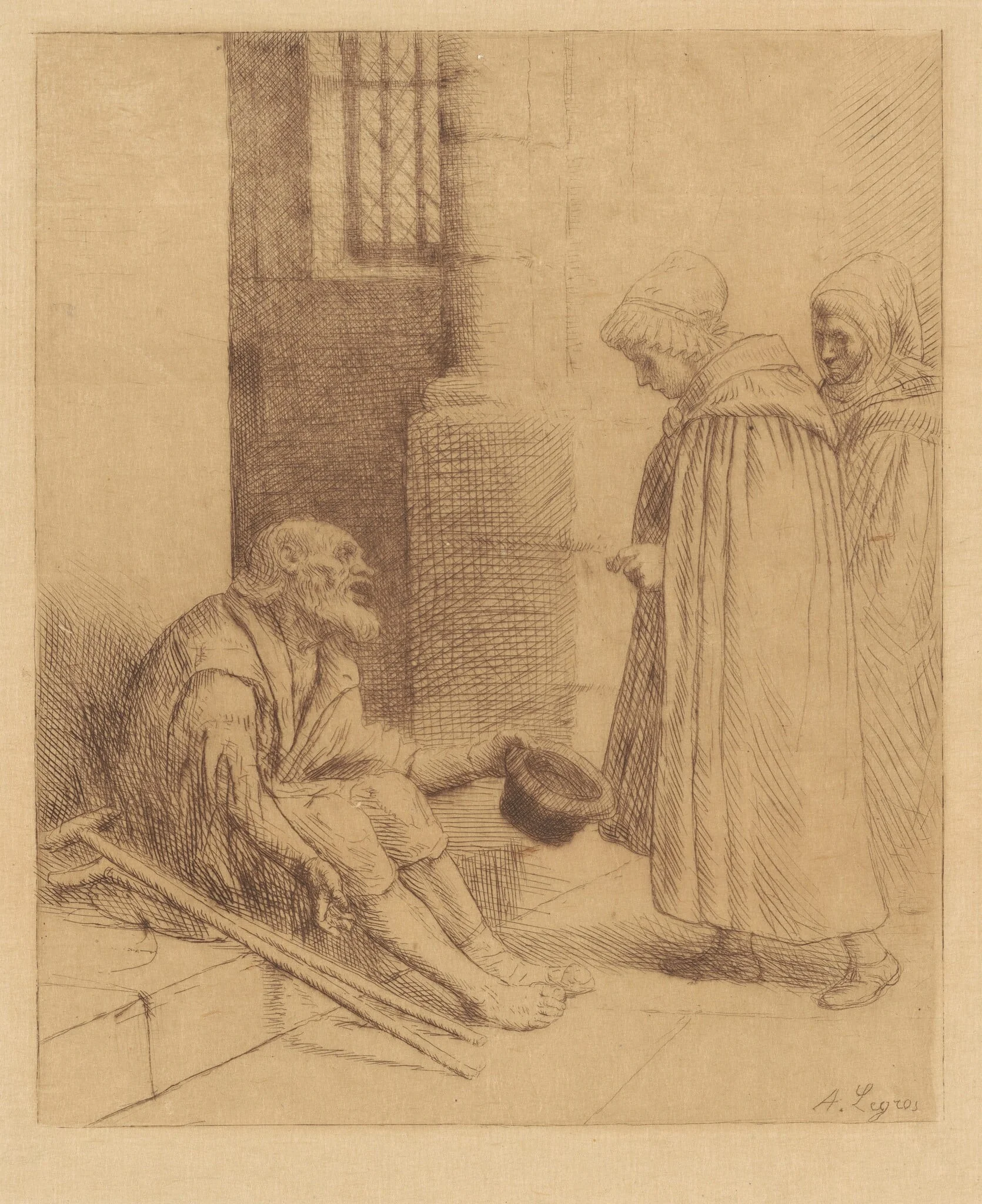Charity (La Charité), by Alphonse Legros, ink, 1881