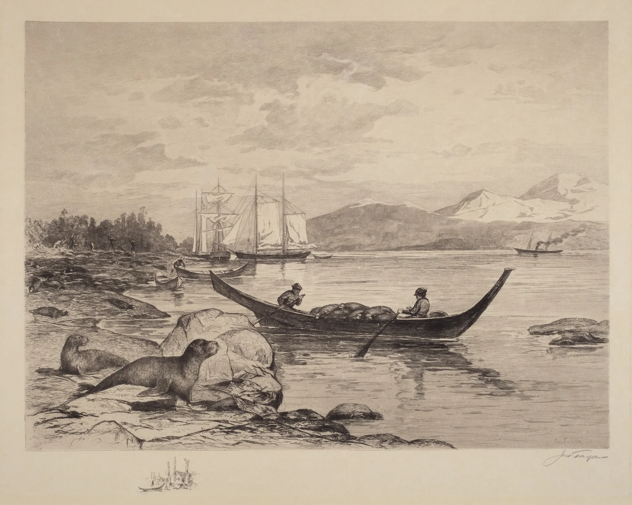 Alaska Seal Fisheries, by James Fagan, ink, 1898