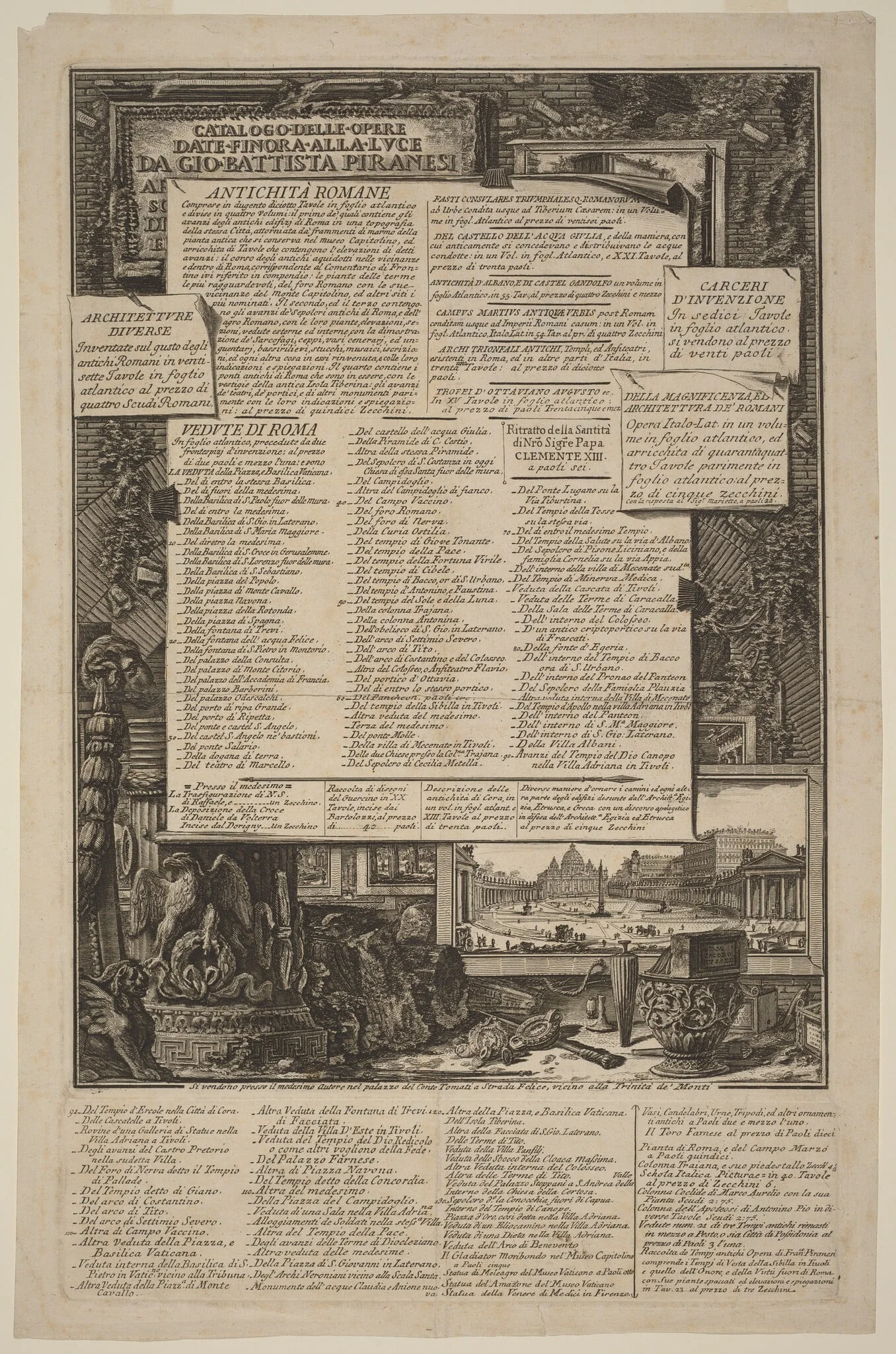 Catalogo delle Opere Date Finora Alla Lvce Da Gio Battista Piranesi