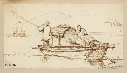 A Tanka boat with two boatwomen