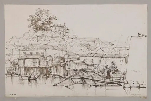 College of San José from the adjacent boat-village, Macao