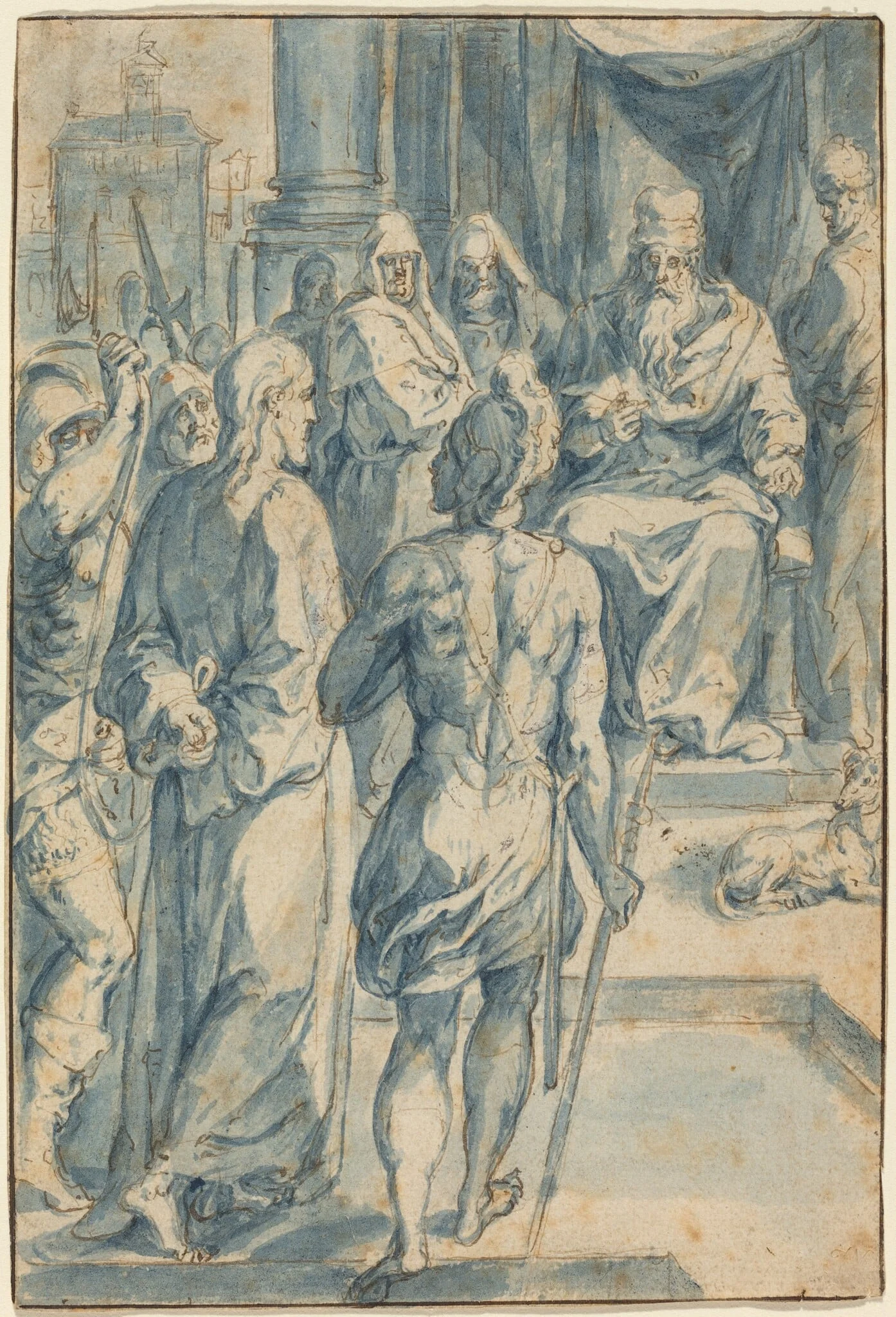 Christ before Caiaphas, by Crispin van den Broeck, ink, 1558