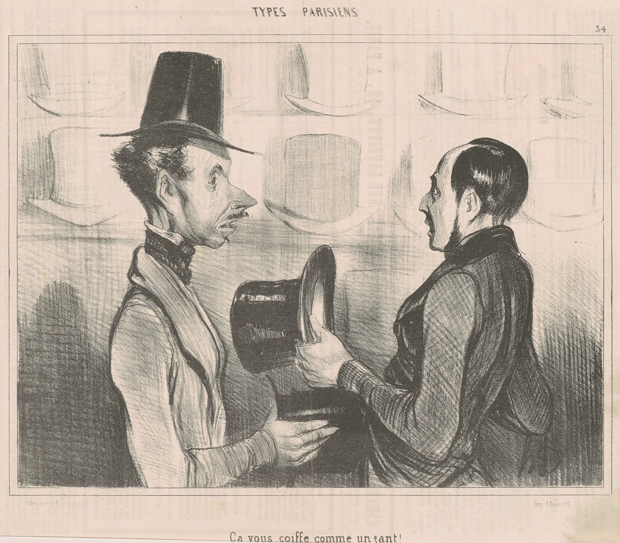 Ca vous coiffe comme un gant!, by Honoré Daumier, ink, 1839