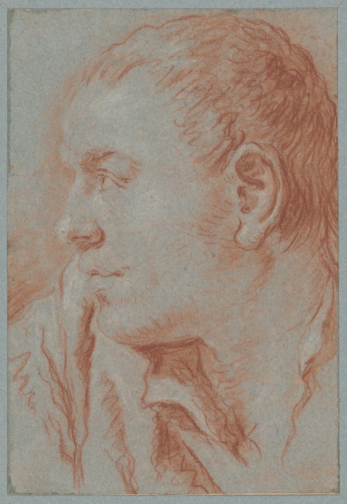 Head of a Young Man in Profile, by Giovanni Battista Tiepolo, chalk, 1733
