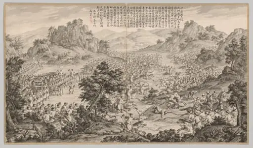 Great Victory at Hu'erman: from Battle Scenes of the Quelling of Rebellions in the Western Regions, with Imperial Poems