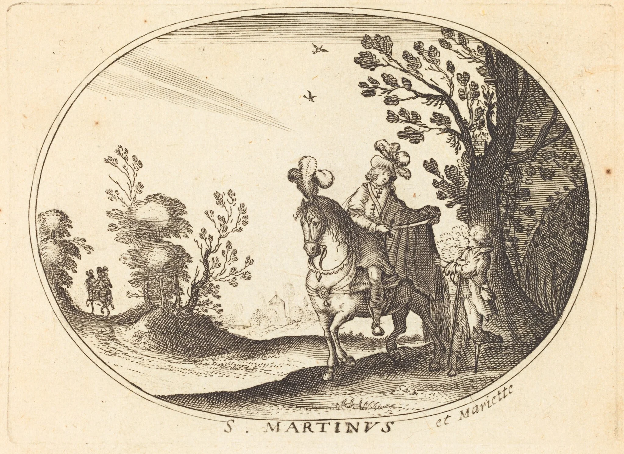 Saint Martin and the Beggar, by Balthasar Moncornet, ink, 1634