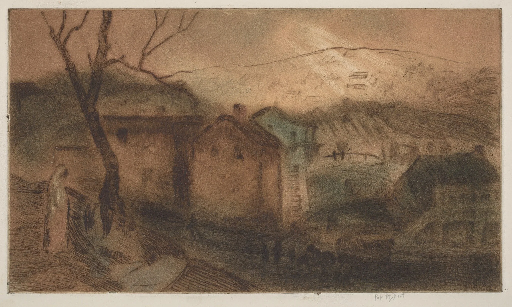 Jersey Hills, by George Overbury Hart, ink, 1923
