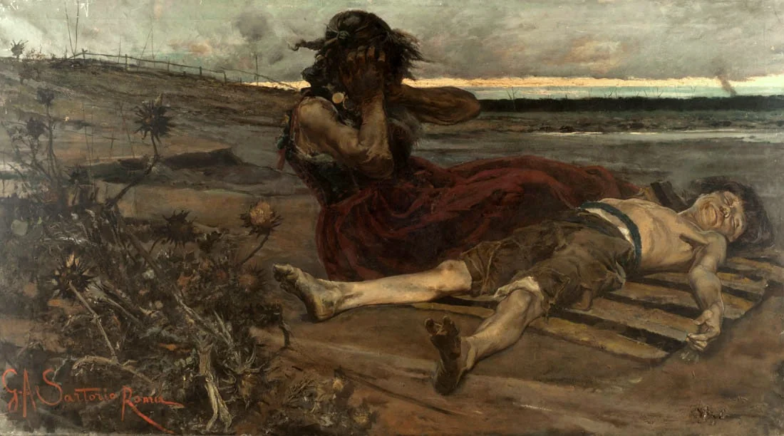 Dum Romae consulitur morbus imperat, by Giulio Aristide Sartorio, oil, 1892