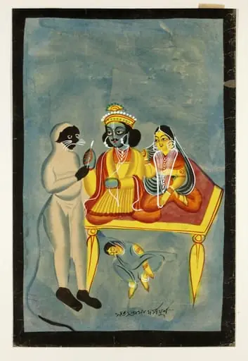 Rama and Sita, Hanuman and Satyabhama