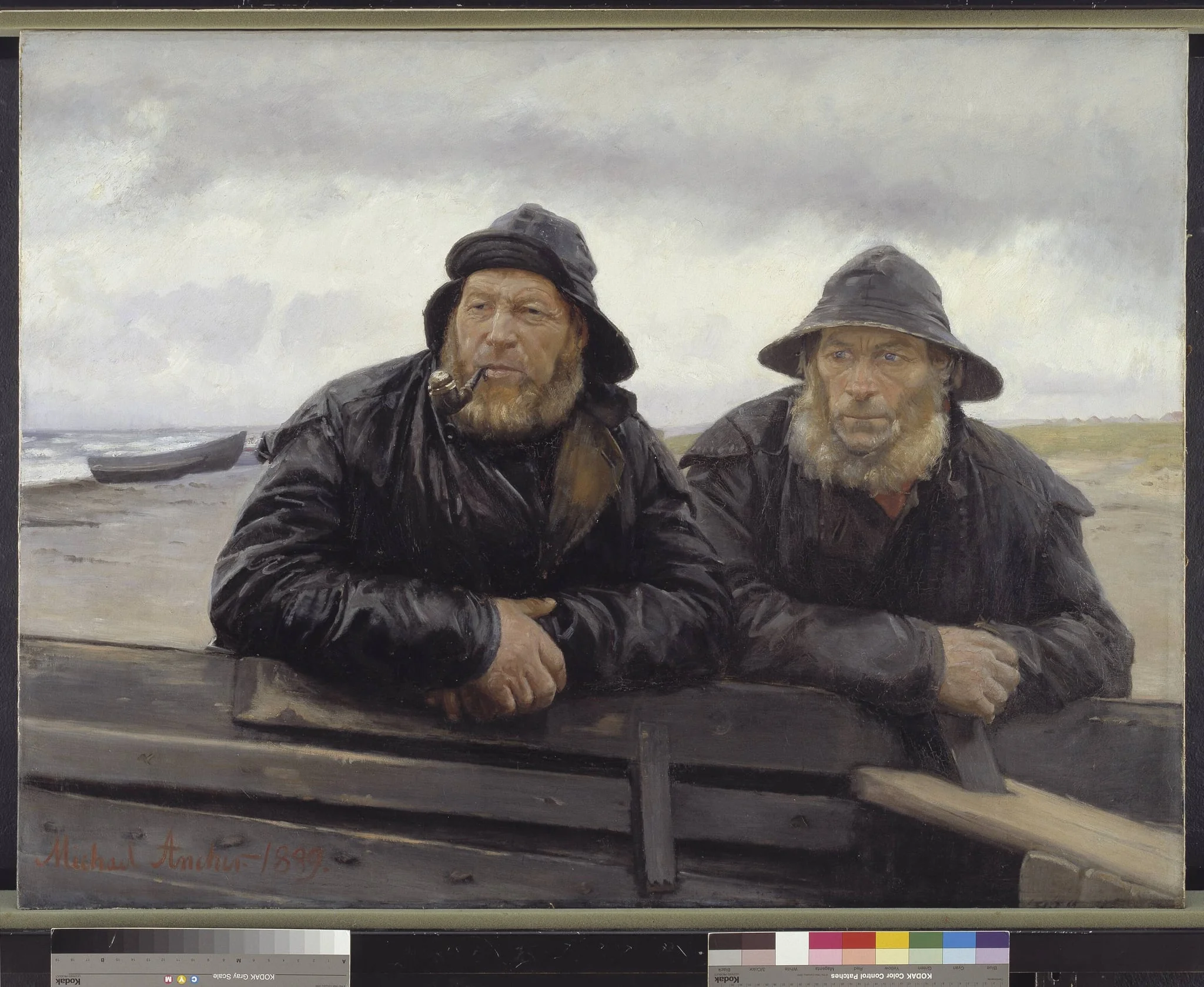 Two Fishermen beside a Boat, by Unknown, 1889