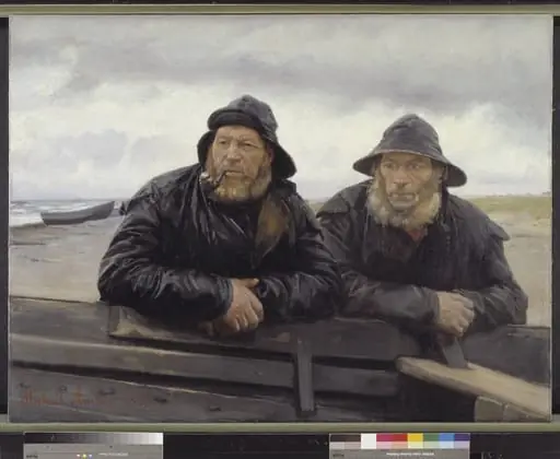 Two Fishermen beside a Boat