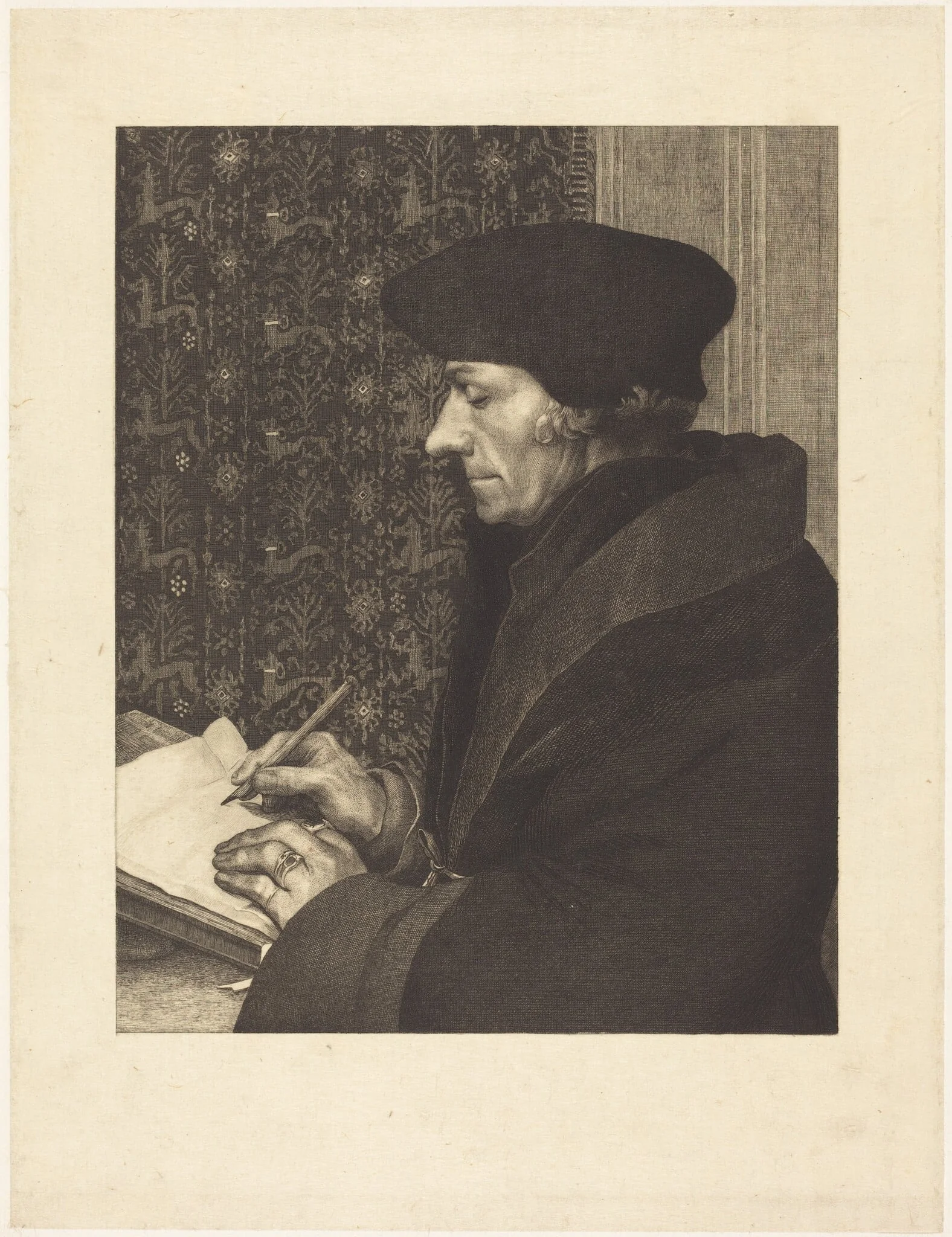 Erasmus, by Félix Bracquemond, ink, 1863