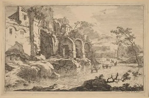 Building in Ruins at the Side of a River