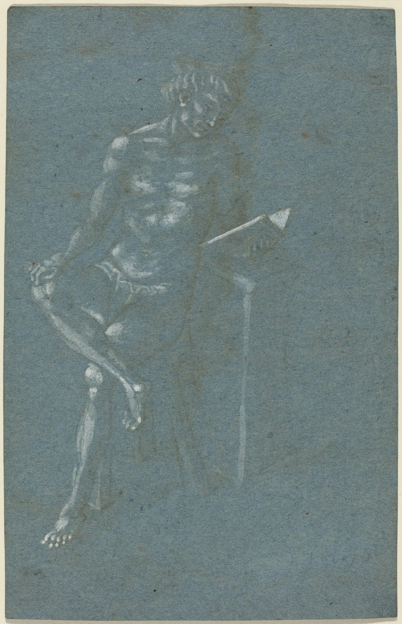 A Young Man Sitting on a Stool Reading a Book (recto); The Fall of Man (a fragment of the lower part) (verso), by Florentine 15th Century, ink, 1450