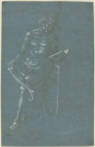 A Young Man Sitting on a Stool Reading a Book (recto); The Fall of Man (a fragment of the lower part) (verso)