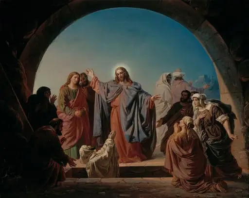 Jeesus herättää Lasaruksen, repliikki Turun Tuomiokirkon freskomaalauksesta