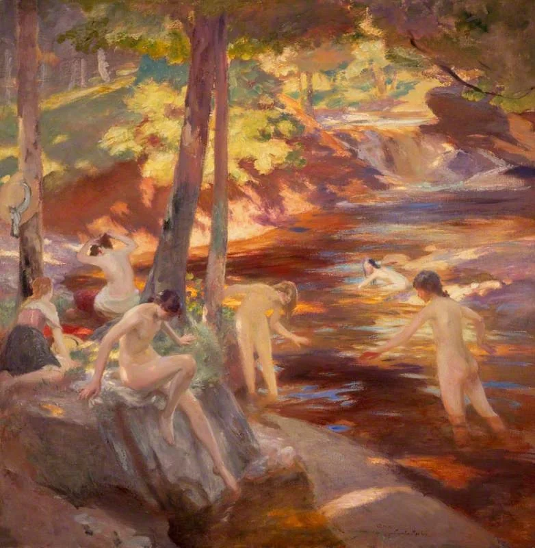 The Bathing Pool, by Charles Hodge Mackie, oil, 1921