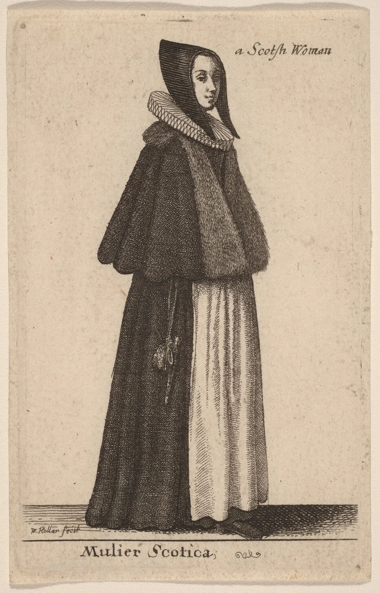 Mulier Scotica, by Wenceslaus Hollar, ink, 1644