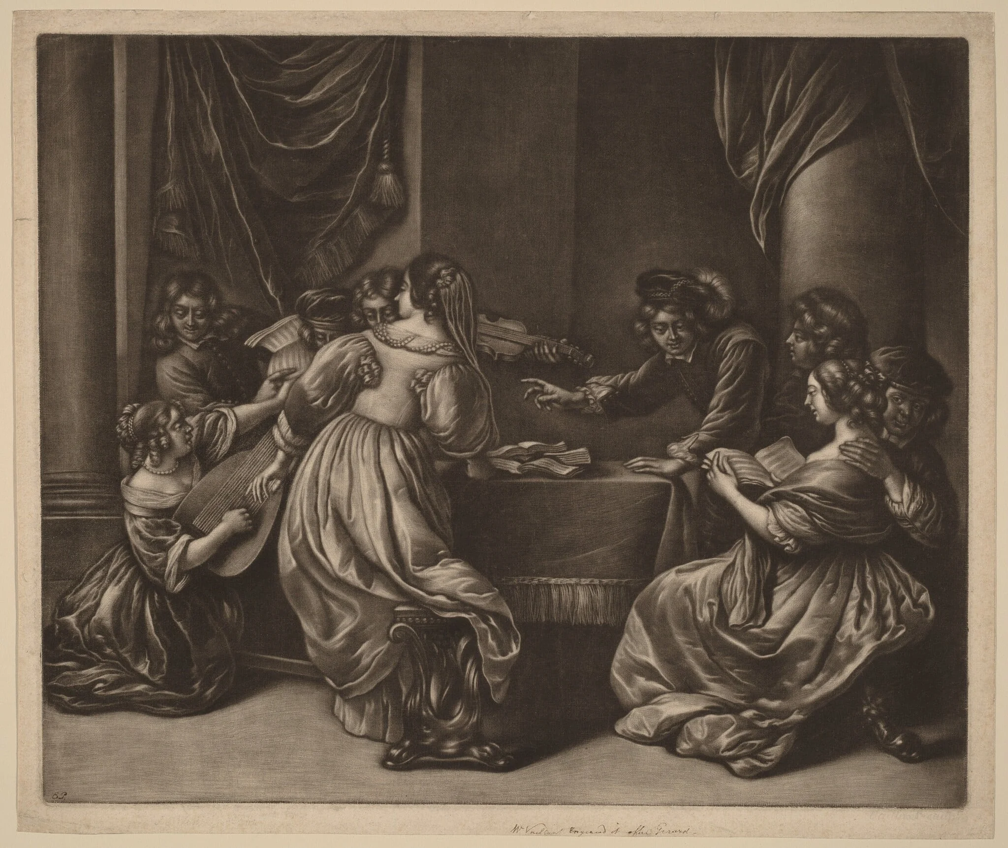 Concert with Nine Persons, by Wallerant Vaillant, ink, 1650