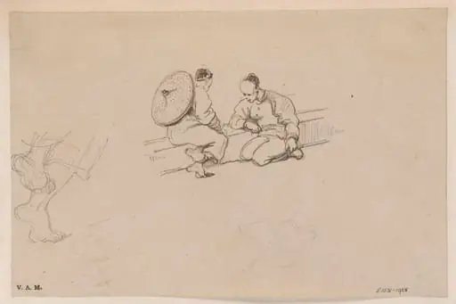 Two Chinese men on a step