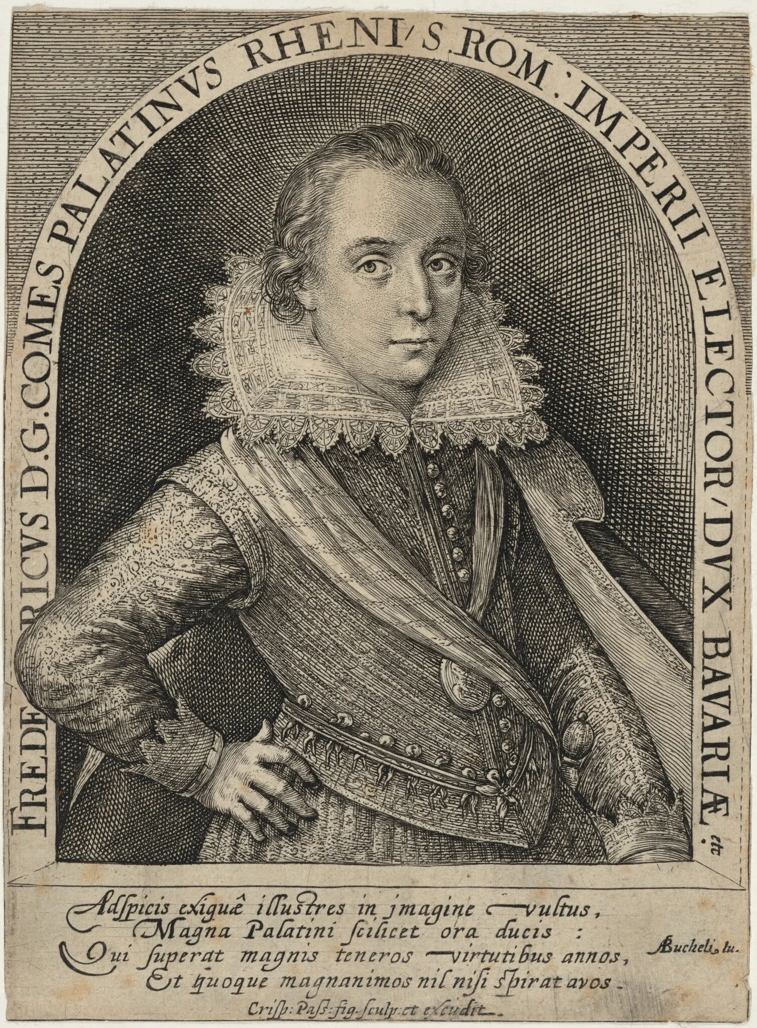 Frederick V, Elector Palatine, Later King of Bohemia, by Crispijn van de Passe I, ink, 1601