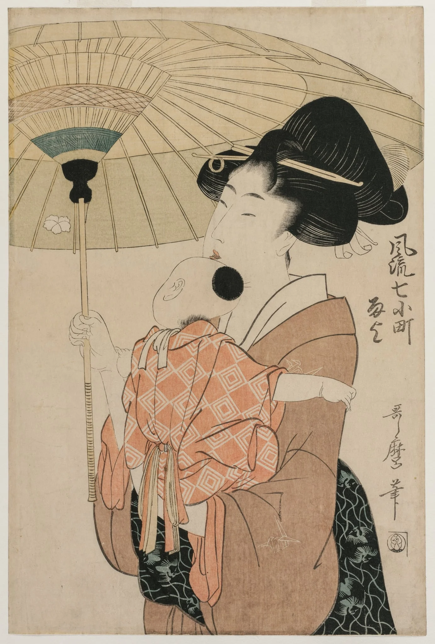 Prayers for Rain, from the series Seven Elegant Komachi, by Kitagawa Utamaro, 1794