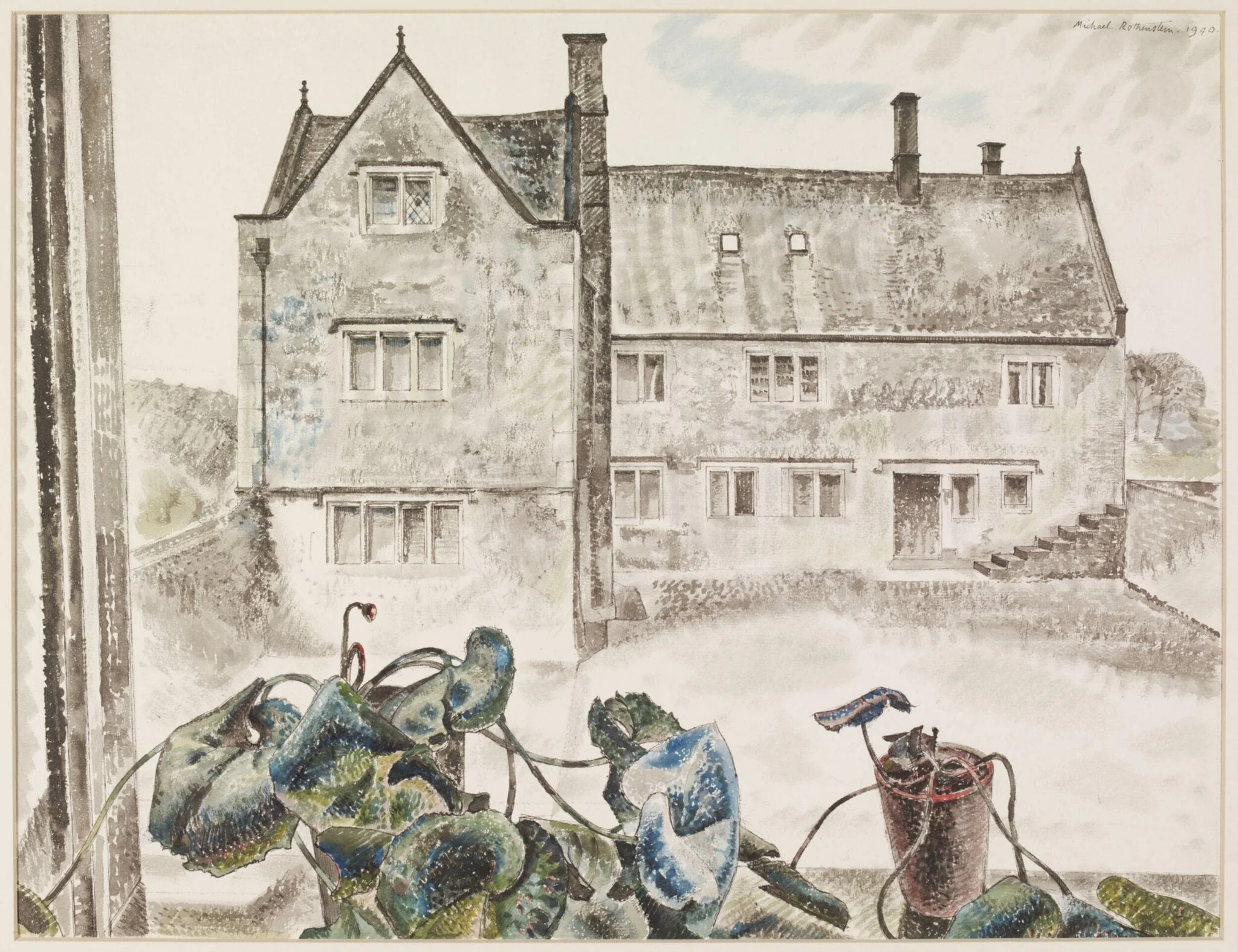 Tocknells Court, Lower Tocknells, near Painswick, Gloucestershire, by Michael Rothenstein, watercolor, 1940