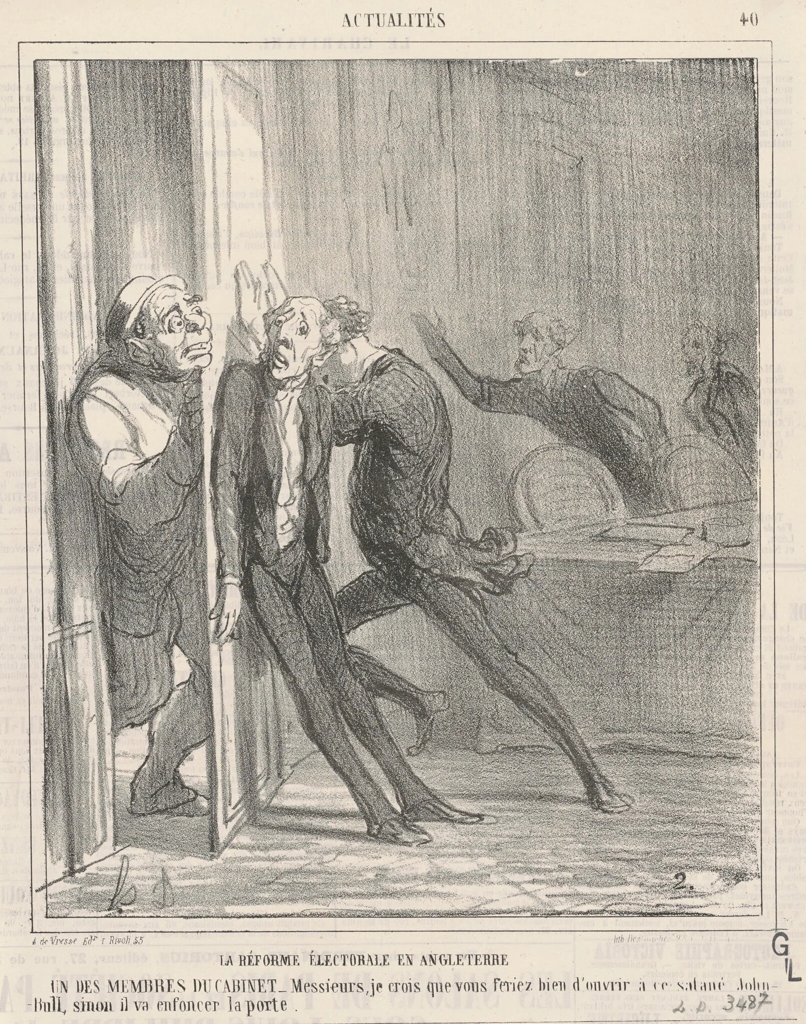 La rèforme électorale en angleterre, by Honoré Daumier, ink, 1866