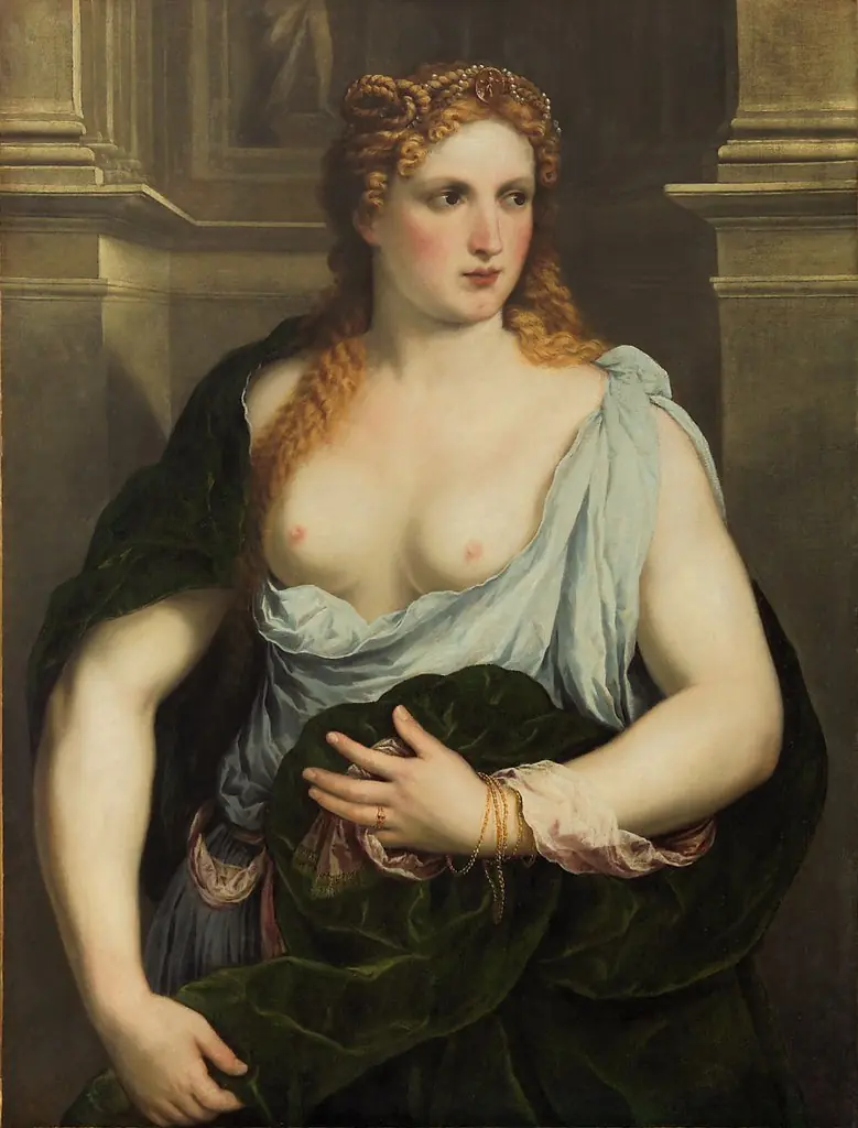 Portrait of a woman with a green cloak