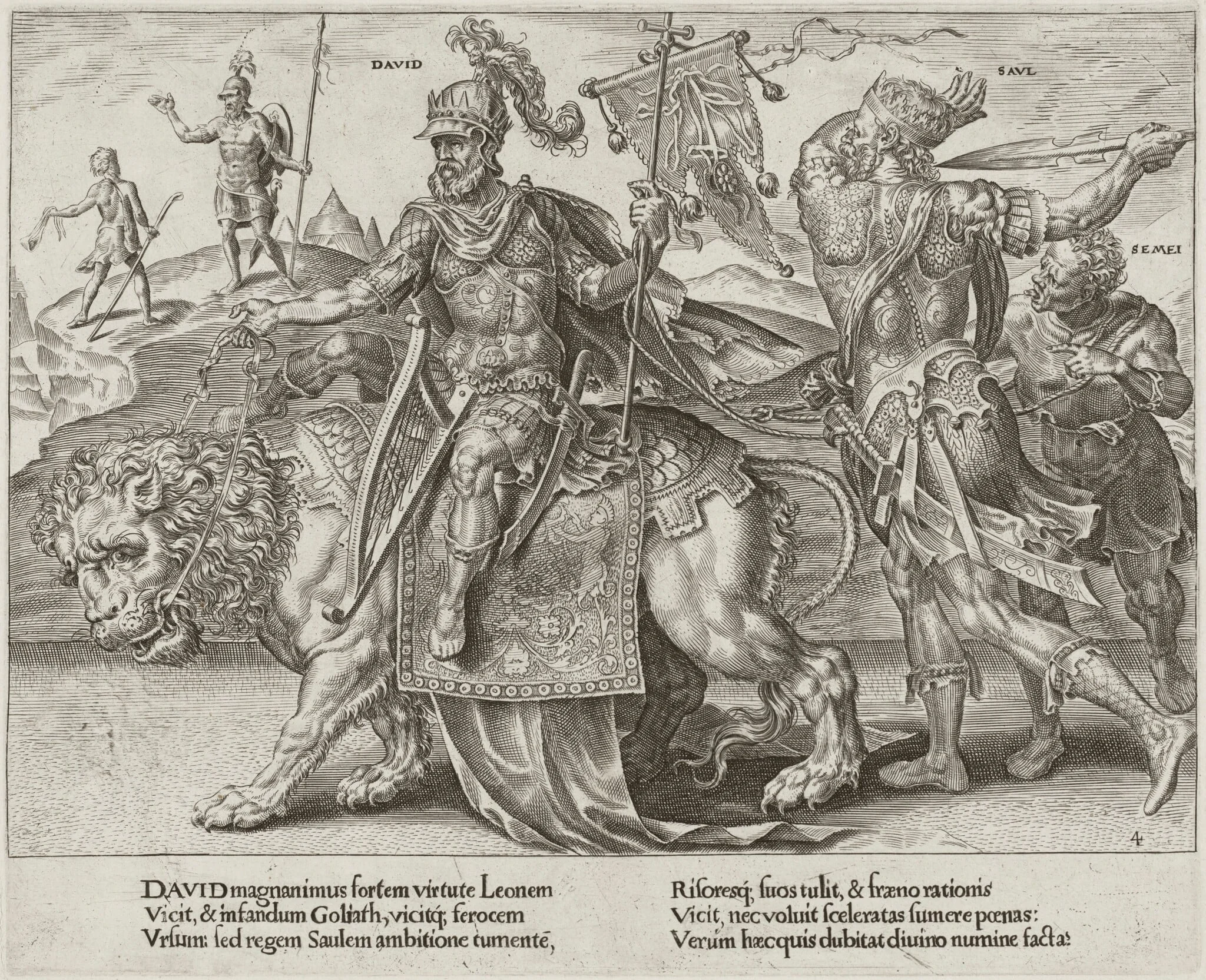 The Triumph of David, by Dirck Volckertz Coornhert, ink, 1559
