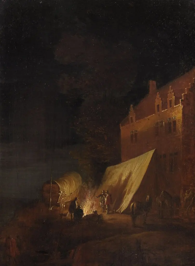 Bivouac in front of a building
