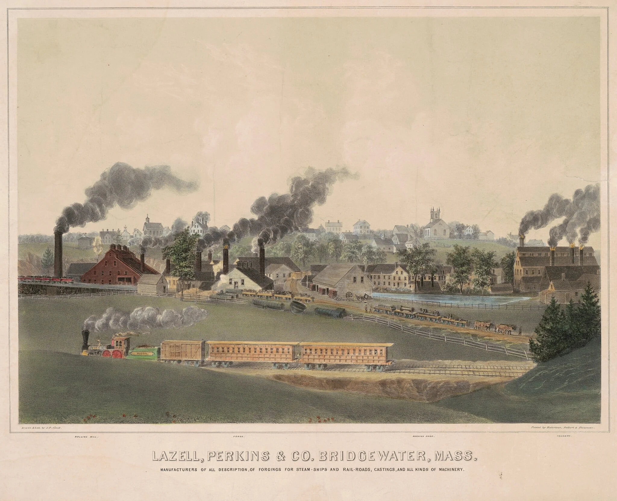 Lazell, Perkins & Co., Bridgewater, Mass., by John Perry Newell, ink, 1860
