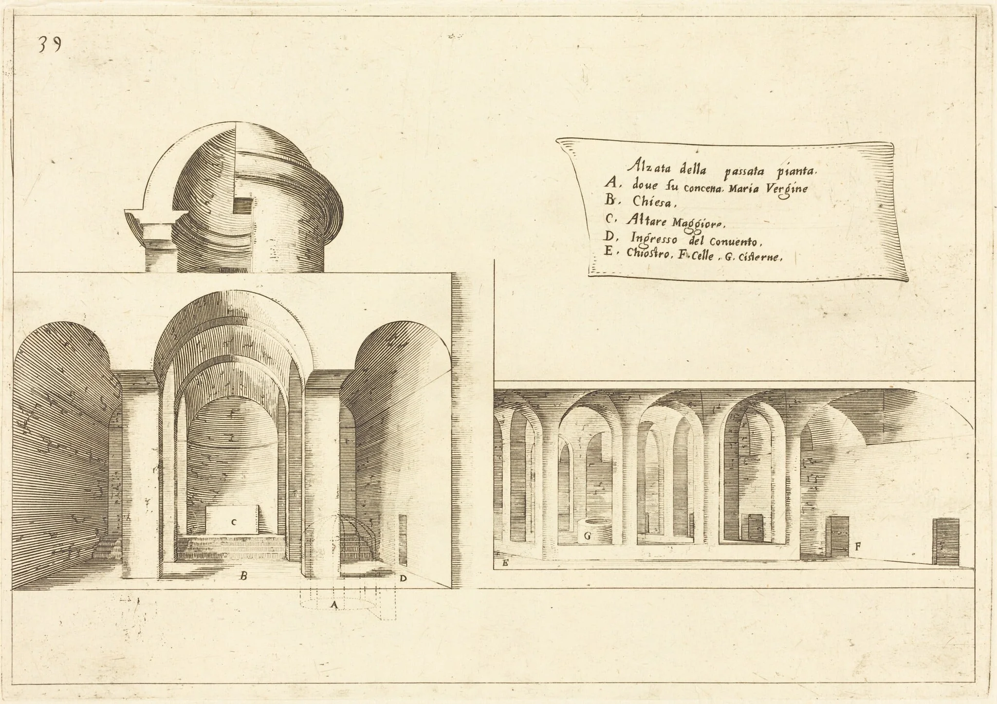 Elevation of a Church, by Jacques Callot, ink, 1619