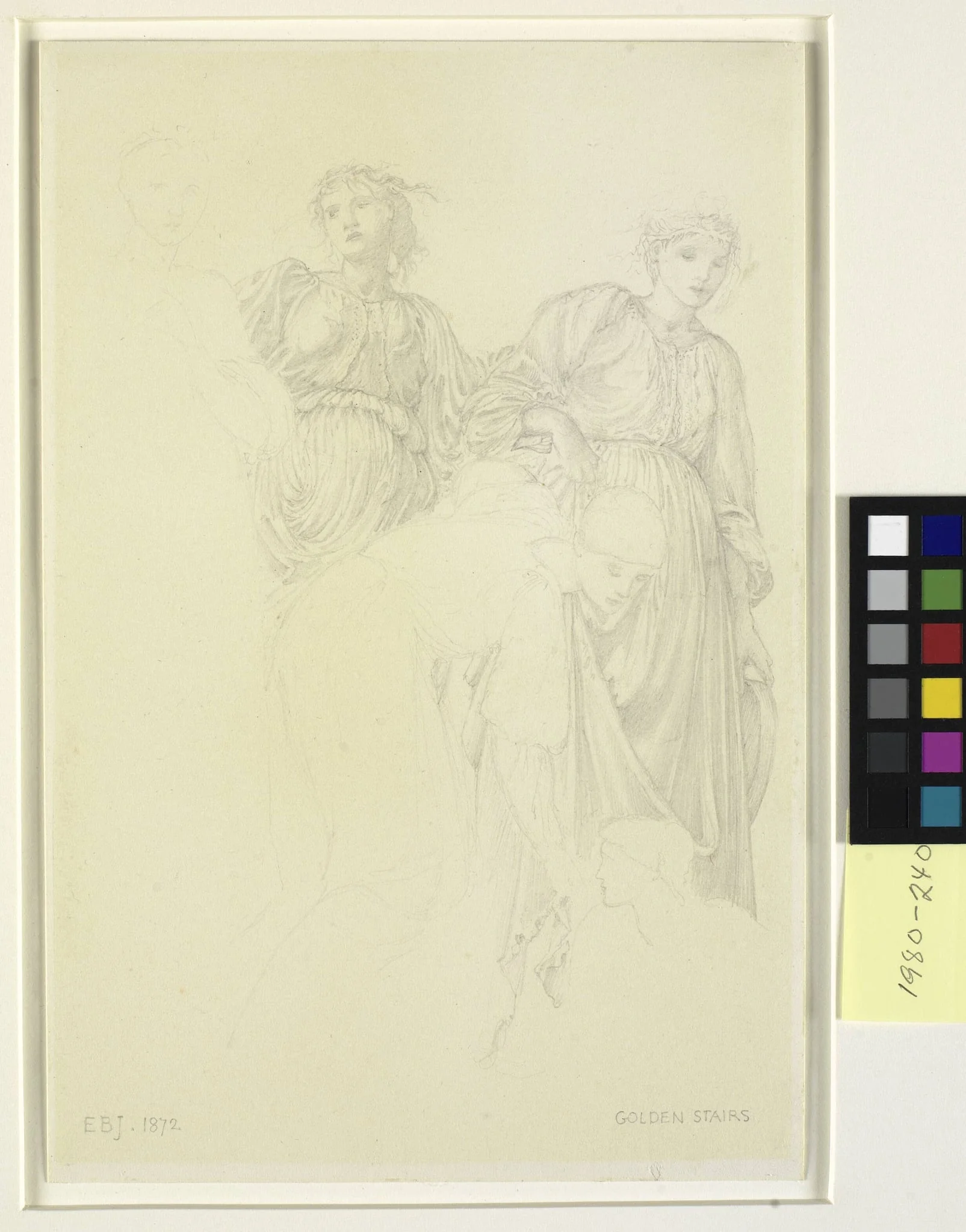 Group of women, Preliminary study for the painting, The Golden Stairs, by Unknown, unspecified, 1872
