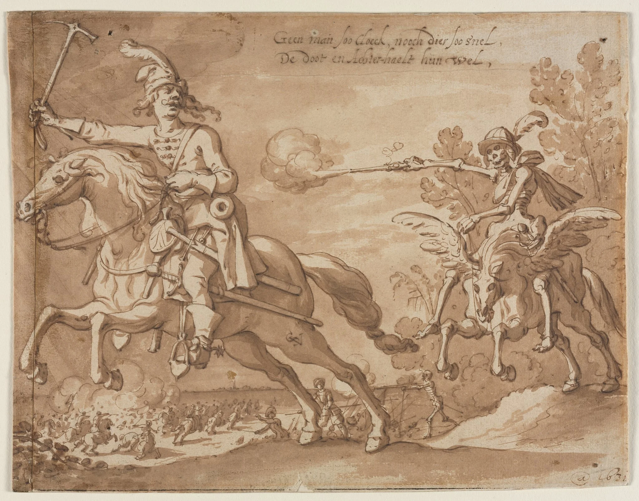 Death on Horseback Chasing a Flying Knight, by Sebastiaen Vrancx, 1631
